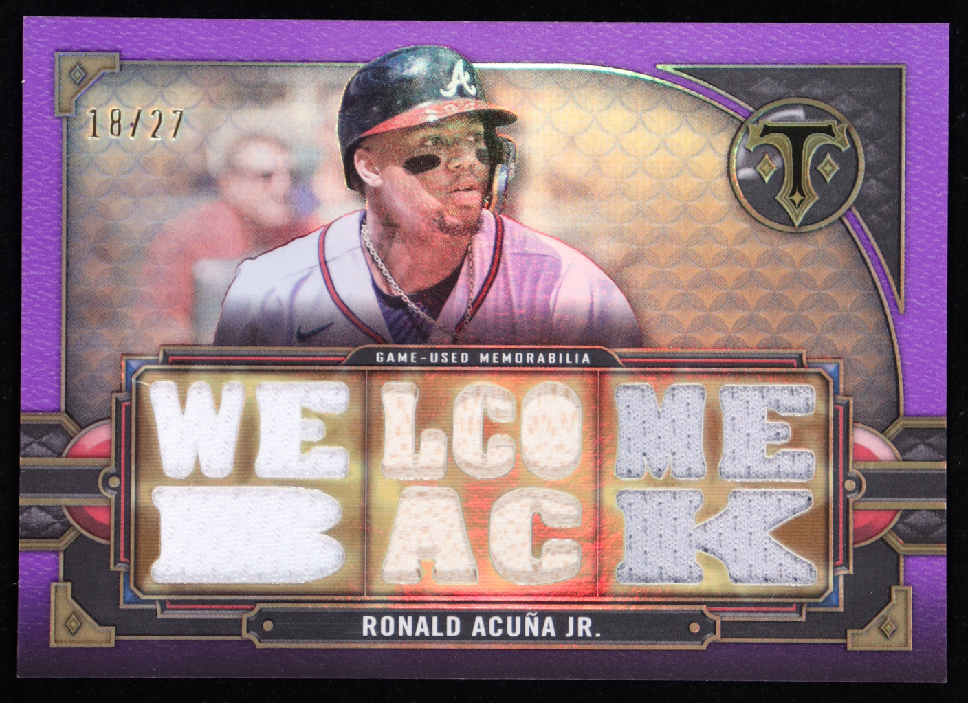 Ronald Acuna Jr. 2022 Topps Triple Threads Relics Amethyst #TTRRAJ4 #18/27 at PristineAuction.com Ronald Acuna Jr. 2022 Topps Triple Threads Relics Amethyst #TTRRAJ4 #18/27 at PristineAuction.com