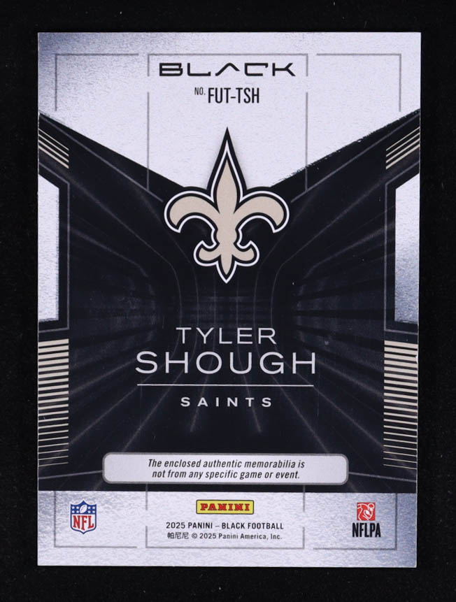 Tyler Shough 2025 Panini Black Futuristic Jerseys Royal #20 RC #97/149 at PristineAuction.com Tyler Shough 2025 Panini Black Futuristic Jerseys Royal #20 RC #97/149 at PristineAuction.com