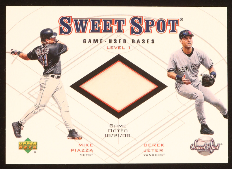 Mike Piazza / Derek Jeter 2001 Sweet Spot Game Base Duos Game-Used Base #B1JP at PristineAuction.com Mike Piazza / Derek Jeter 2001 Sweet Spot Game Base Duos Game-Used Base #B1JP at PristineAuction.com