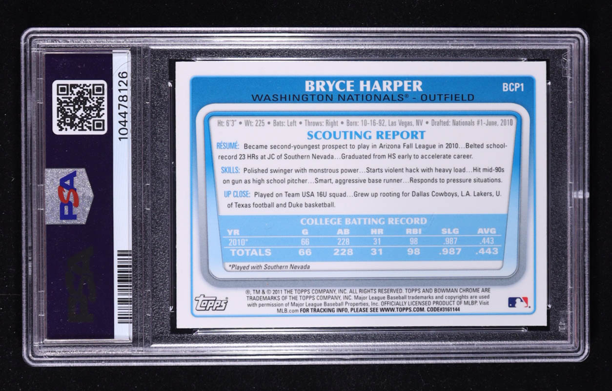 Bryce Harper 2011 Bowman Chrome Prospects #BCP1 (PSA 9) at PristineAuction.com Bryce Harper 2011 Bowman Chrome Prospects #BCP1 (PSA 9) at PristineAuction.com