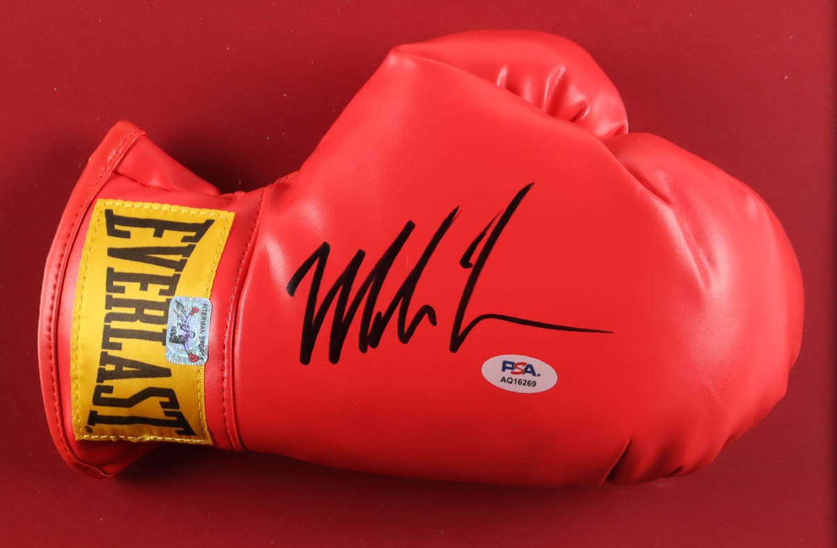 Mike Tyson Signed "Tyson vs Holyfield" Custom Framed Print Display with Everlast Glove (PSA & Tyson) at PristineAuction.com Mike Tyson Signed "Tyson vs Holyfield" Custom Framed Print Display with Everlast Glove (PSA & Tyson) at PristineAuction.com