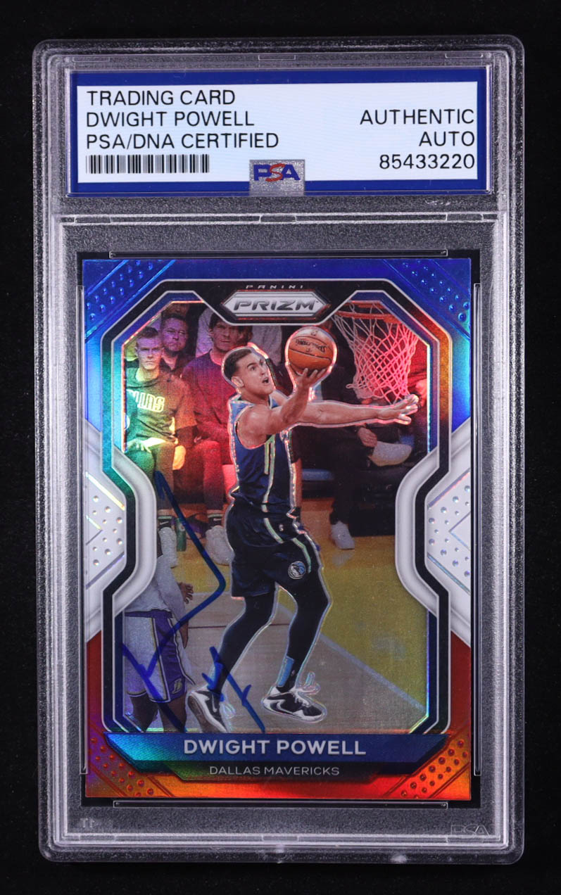 Dwight Powell Signed 2020-21 Panini Prizm Prizms Red White and Blue #83 (PSA Encapsulated) at PristineAuction.com Dwight Powell Signed 2020-21 Panini Prizm Prizms Red White and Blue #83 (PSA Encapsulated) at PristineAuction.com