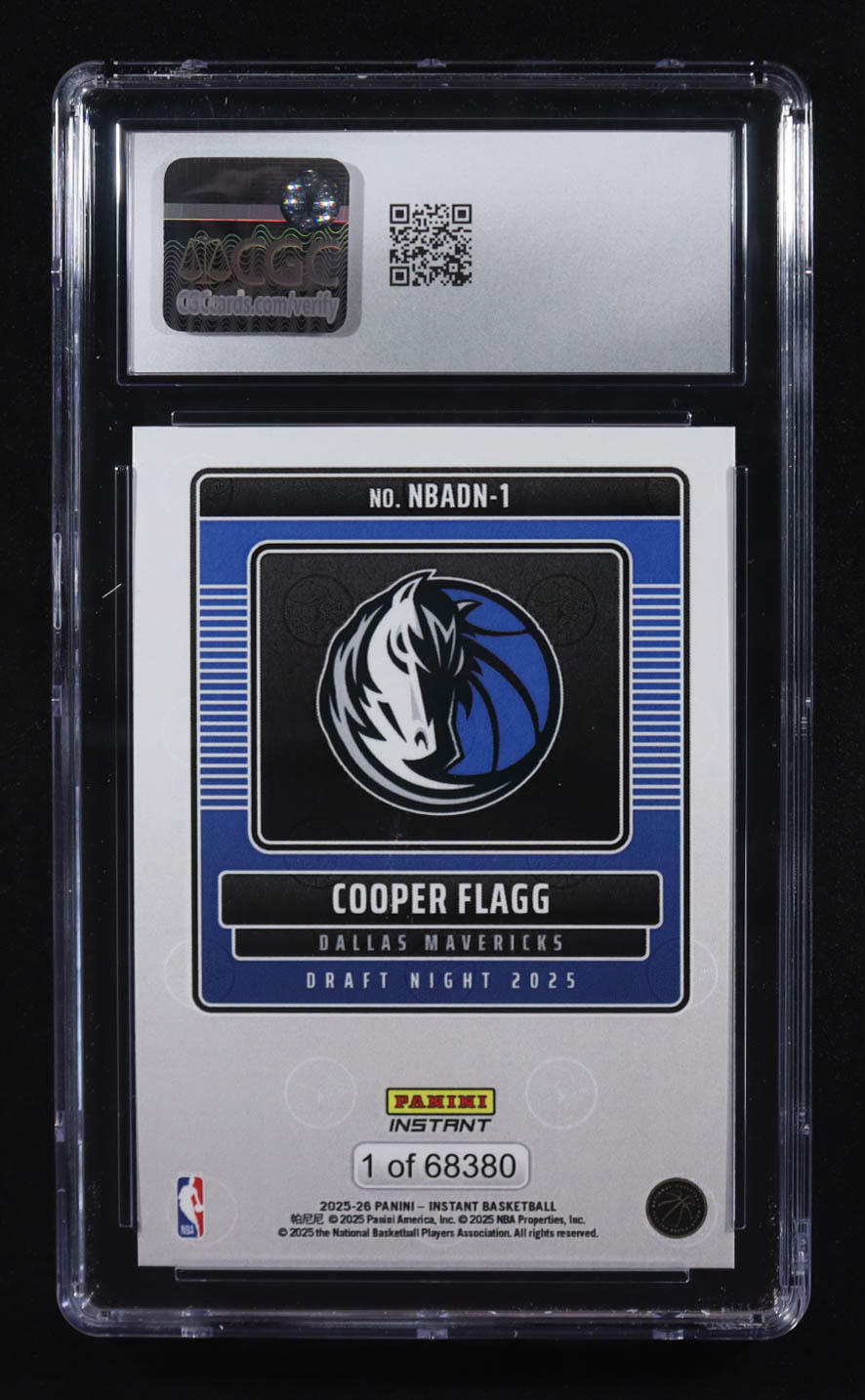 Cooper Flagg 2025-26 Panini Instant Draft Night #NBADN1 RC (CGC 10) at PristineAuction.com Cooper Flagg 2025-26 Panini Instant Draft Night #NBADN1 RC (CGC 10) at PristineAuction.com