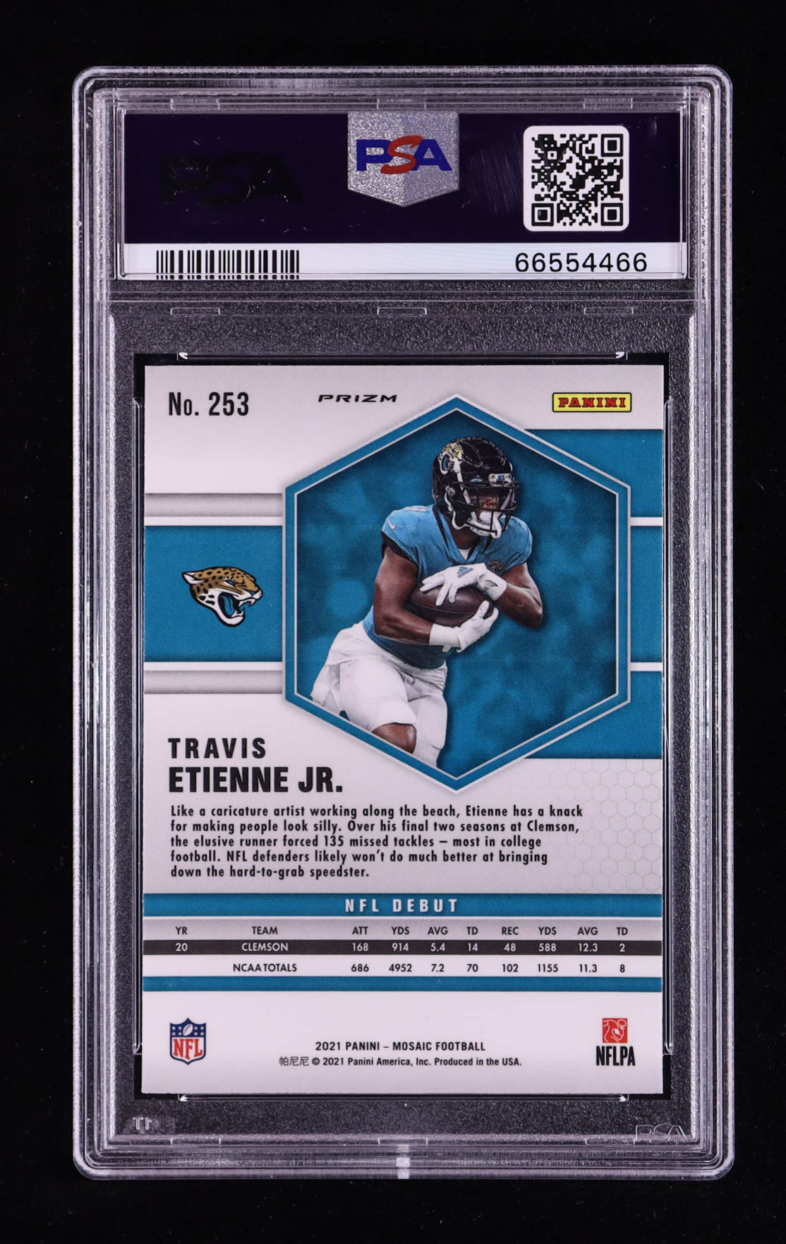 Travis Etienne Jr. 2021 Panini Mosaic Mosaic Reactive Yellow #253 DEB RC (PSA 10) at PristineAuction.com Travis Etienne Jr. 2021 Panini Mosaic Mosaic Reactive Yellow #253 DEB RC (PSA 10) at PristineAuction.com