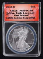 2015-W American Silver Eagle $1 Coin First Release #162/969 (ANACS Proof 70 Deep Cameo) at PristineAuction.com