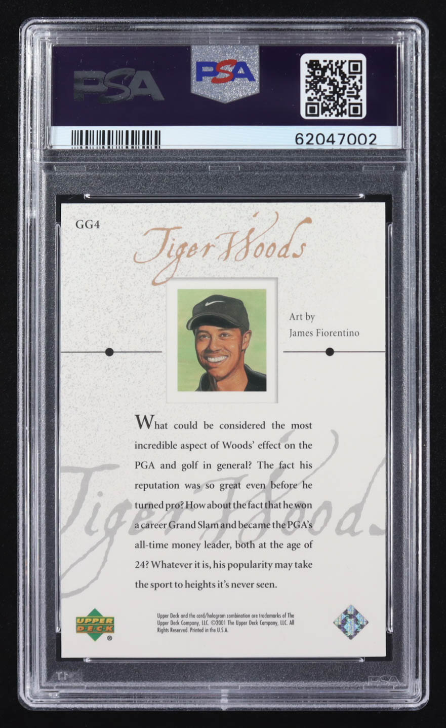 Tiger Woods 2001 Upper Deck Golf Gallery #GG4 RC (PSA 9) at PristineAuction.com Tiger Woods 2001 Upper Deck Golf Gallery #GG4 RC (PSA 9) at PristineAuction.com