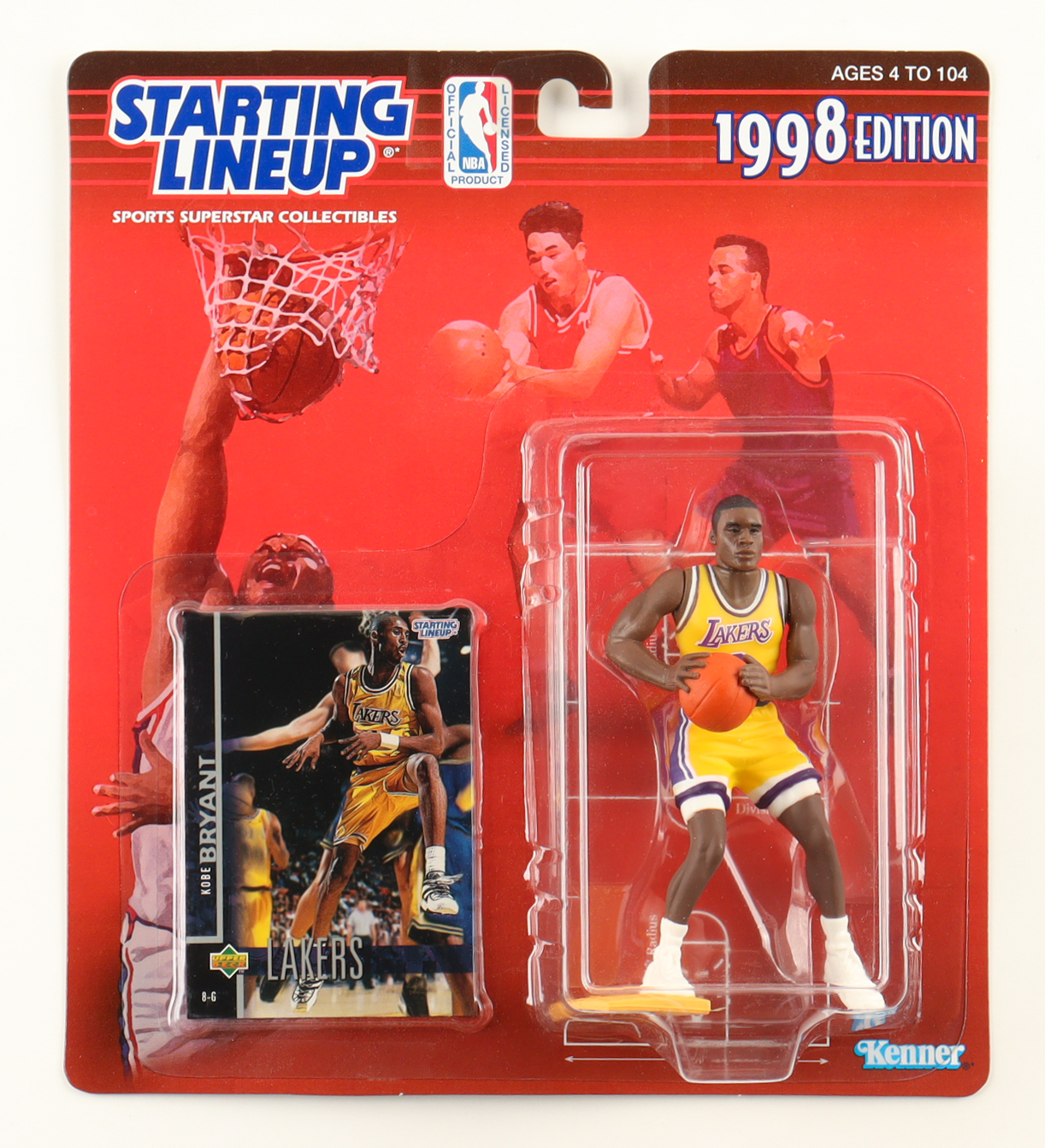 Kobe Bryant 1998 Starting Lineup Basketball Action Figure with Trading Card at PristineAuction.com Kobe Bryant 1998 Starting Lineup Basketball Action Figure with Trading Card at PristineAuction.com