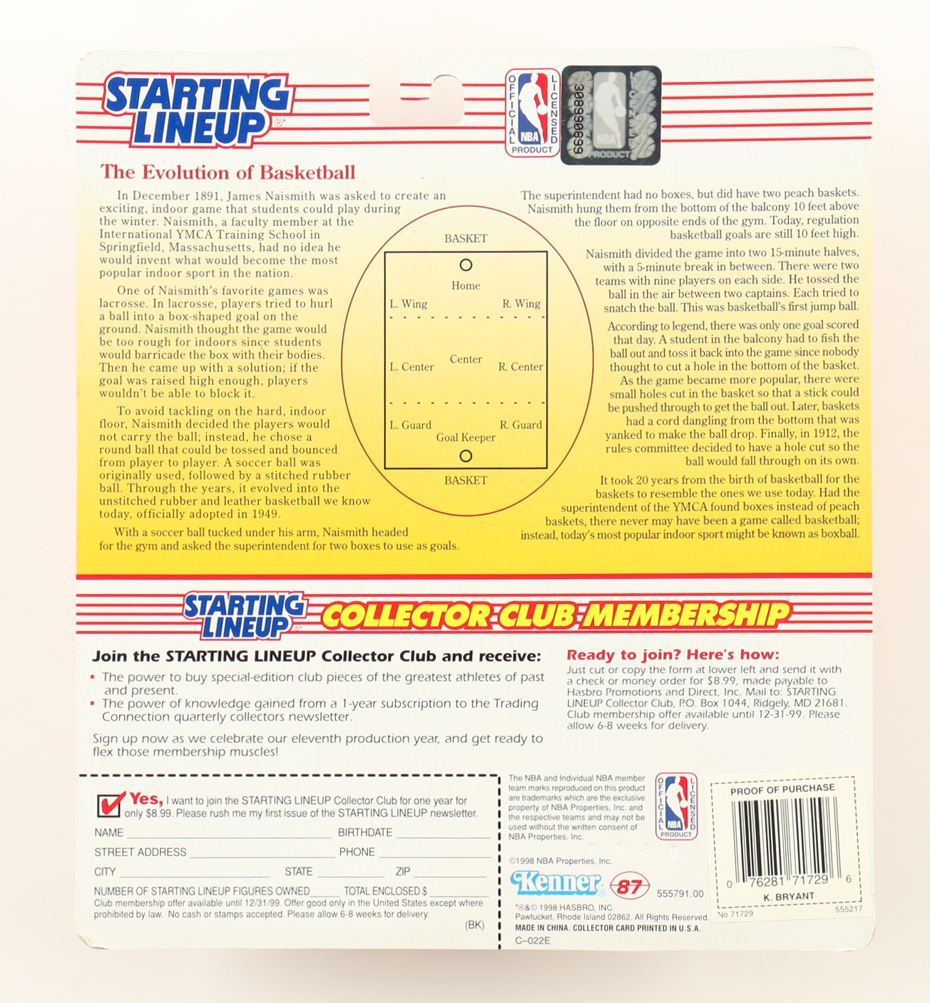 Kobe Bryant 1998 Starting Lineup Basketball Action Figure with Trading Card at PristineAuction.com Kobe Bryant 1998 Starting Lineup Basketball Action Figure with Trading Card at PristineAuction.com