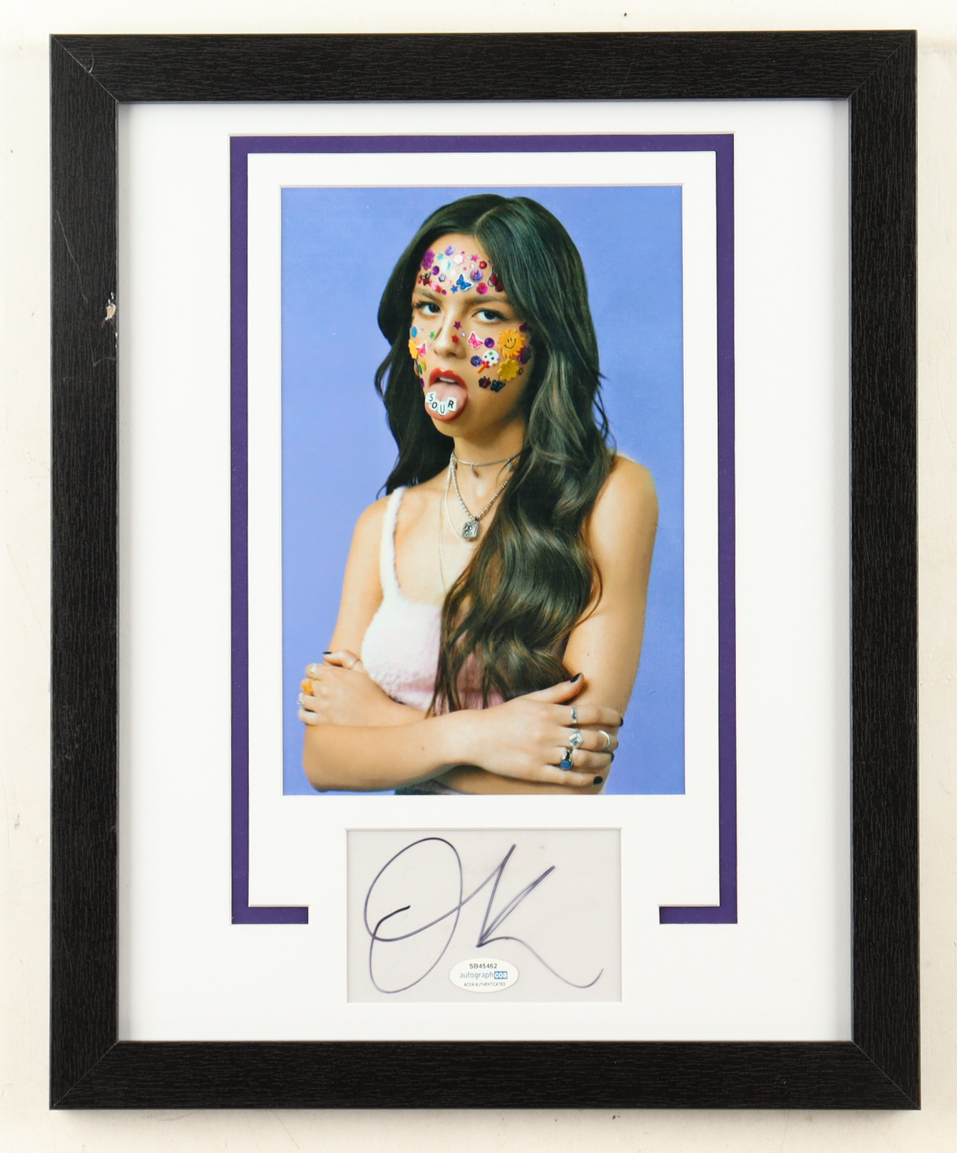 Olivia Rodrigo Signed "Sour" Custom Framed Cut Display (ACOA) at PristineAuction.com Olivia Rodrigo Signed "Sour" Custom Framed Cut Display (ACOA) at PristineAuction.com