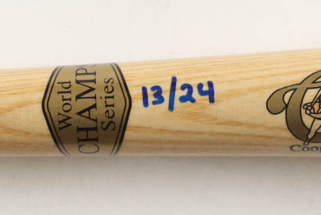 Tino Martinez Signed LE 2000 Yankees World Series Champs Cooperstown Baseball Bat Inscribed "99 WS Champs 3 Peat" (JSA) at PristineAuction.com Tino Martinez Signed LE 2000 Yankees World Series Champs Cooperstown Baseball Bat Inscribed "99 WS Champs 3 Peat" (JSA) at PristineAuction.com
