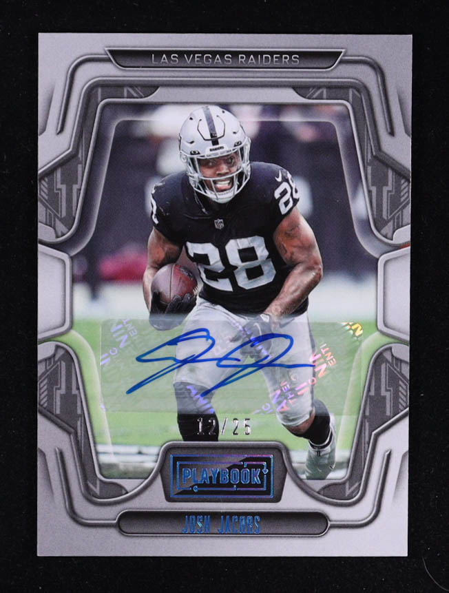 Josh Jacobs 2022 Panini Playbook Signatures Platinum #34 RC #12/25 at PristineAuction.com Josh Jacobs 2022 Panini Playbook Signatures Platinum #34 RC #12/25 at PristineAuction.com