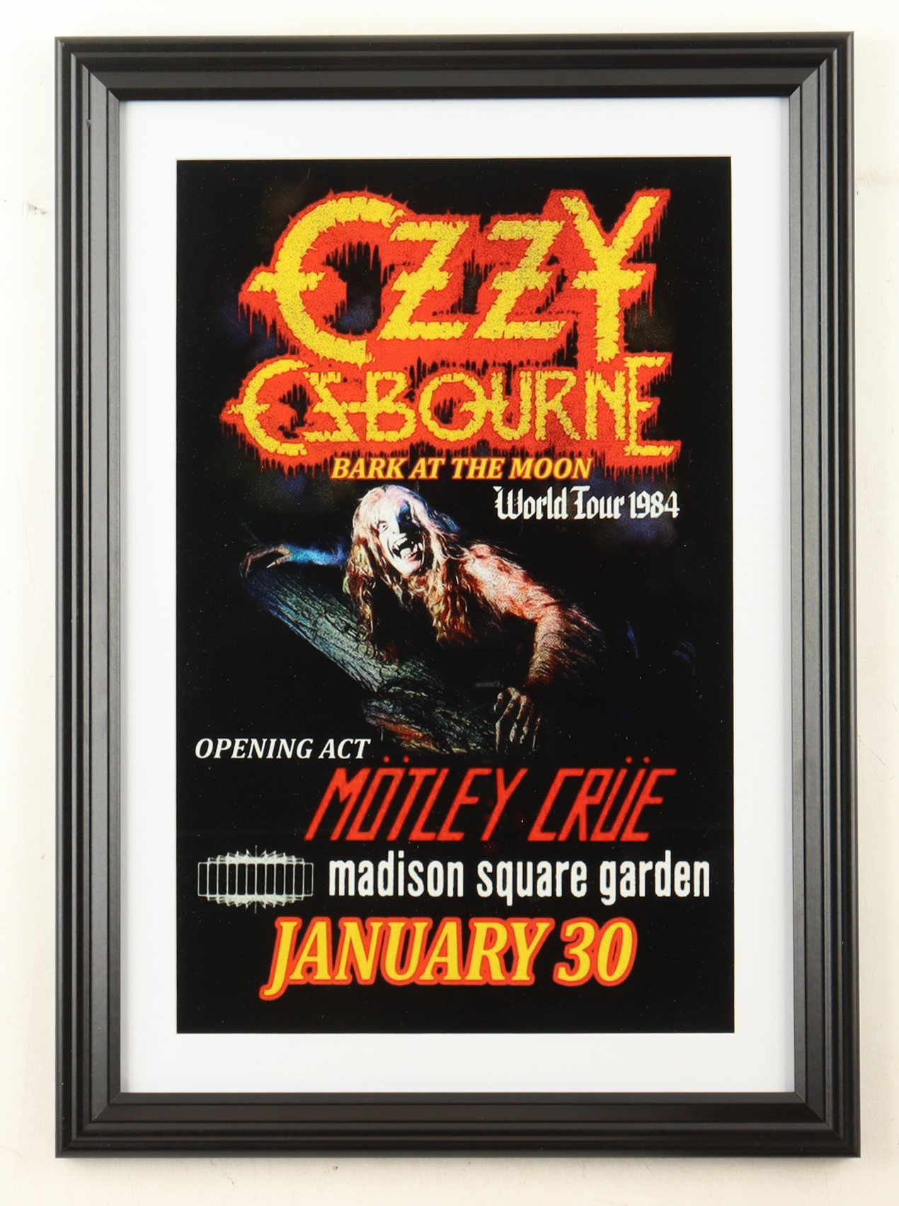 1984 "Ozzy Osbourne & Motley Crue" World Tour Madison Square Garden Concert Custom Framed Poster Display at PristineAuction.com 1984 "Ozzy Osbourne & Motley Crue" World Tour Madison Square Garden Concert Custom Framed Poster Display at PristineAuction.com