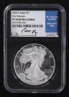 2020-S American Silver Eagle $1 Coin First Releases Black Core Holder - Moy Signed Label (NGC Proof 70 Ultra Cameo) at PristineAuction.com