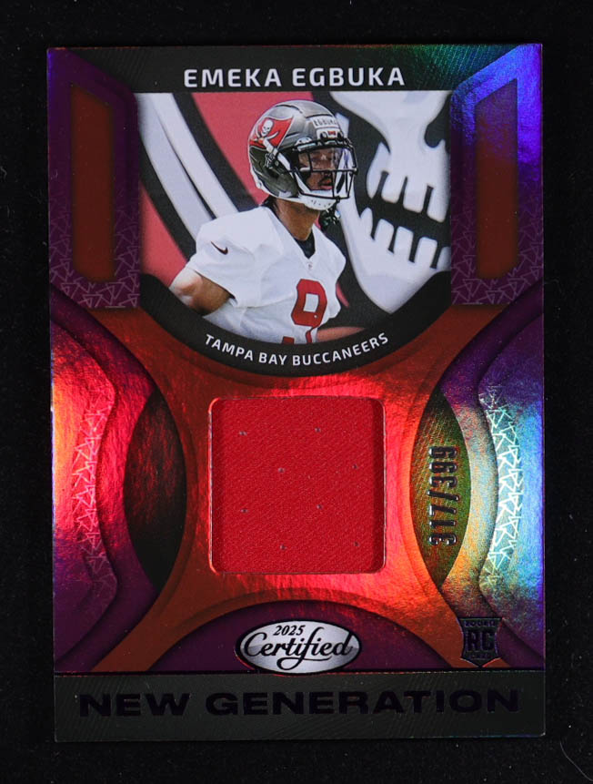 Emeka Egbuka 2025 Certified New Generation Jerseys Mirror Purple #10 RC #317/399 at PristineAuction.com Emeka Egbuka 2025 Certified New Generation Jerseys Mirror Purple #10 RC #317/399 at PristineAuction.com