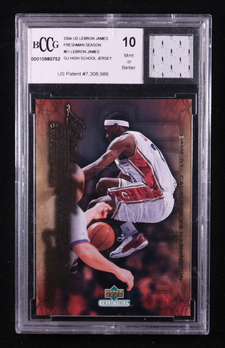 LeBron James 2004 Upper Deck LeBron James Freshman Season #51 with Game Used High School Jersey Patch (BCCG 10) at PristineAuction.com LeBron James 2004 Upper Deck LeBron James Freshman Season #51 with Game Used High School Jersey Patch (BCCG 10) at PristineAuction.com