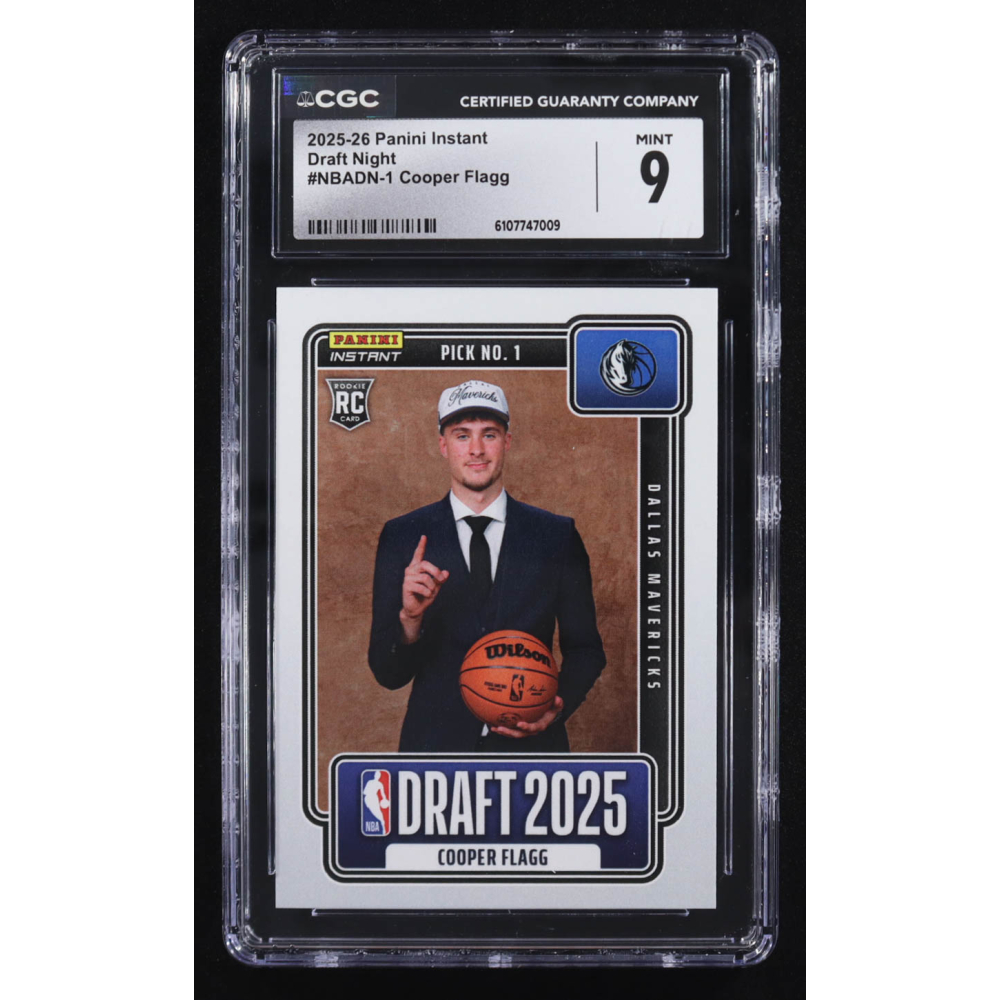 Cooper Flagg 2025-26 Panini Instant Draft Night #NBADN-1 RC #1/68380 (CGC 9) at PristineAuction.com