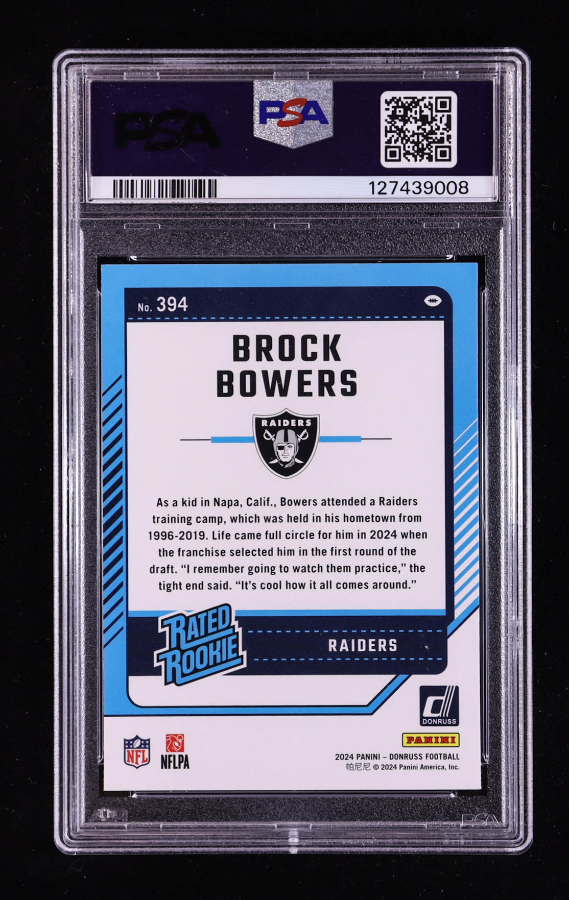 Brock Bowers 2024 Donruss #394 RR RC (PSA 10) at PristineAuction.com Brock Bowers 2024 Donruss #394 RR RC (PSA 10) at PristineAuction.com
