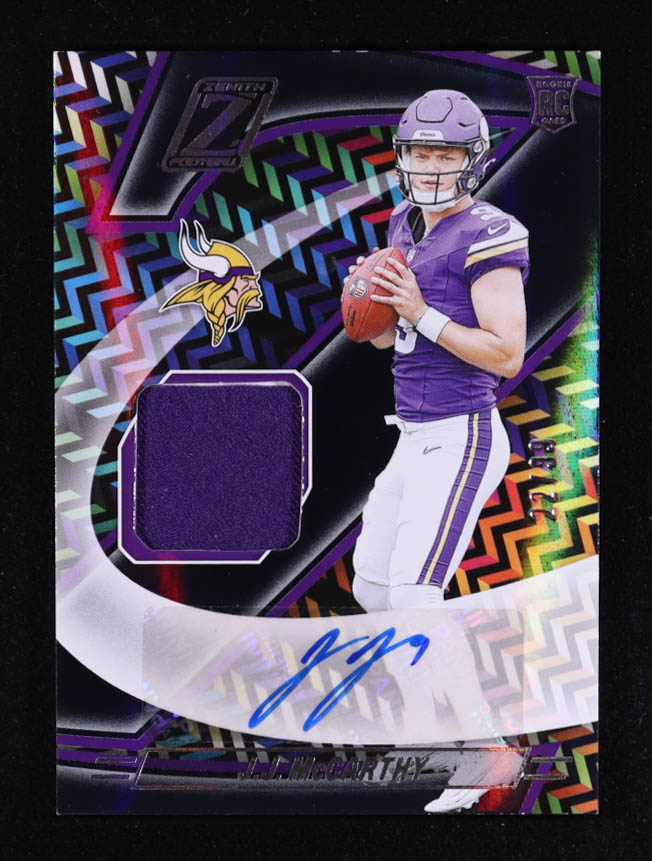 JJ McCarthy 2024 Zenith Z-Jersey Autographs #37 RC #22/99 at PristineAuction.com JJ McCarthy 2024 Zenith Z-Jersey Autographs #37 RC #22/99 at PristineAuction.com