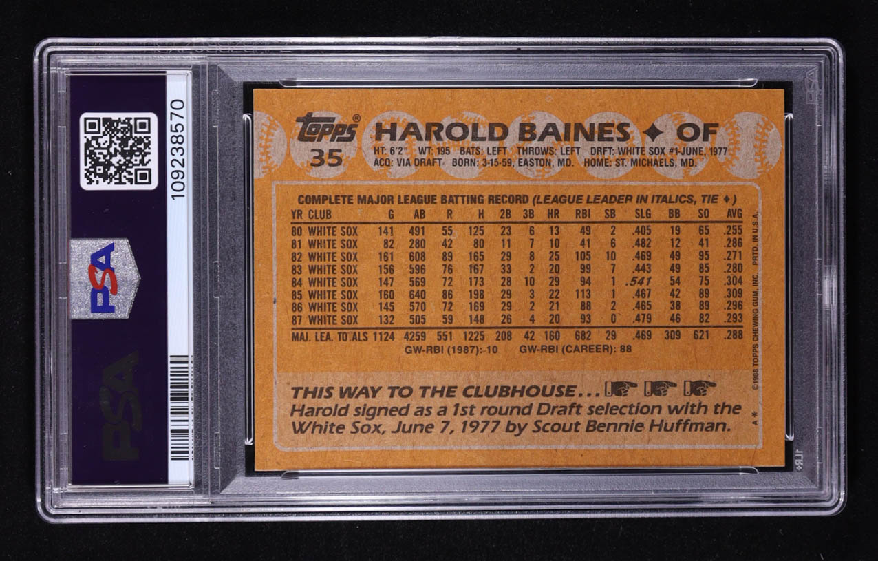 Harold Baines 1988 Topps #35 (PSA 10) at PristineAuction.com Harold Baines 1988 Topps #35 (PSA 10) at PristineAuction.com