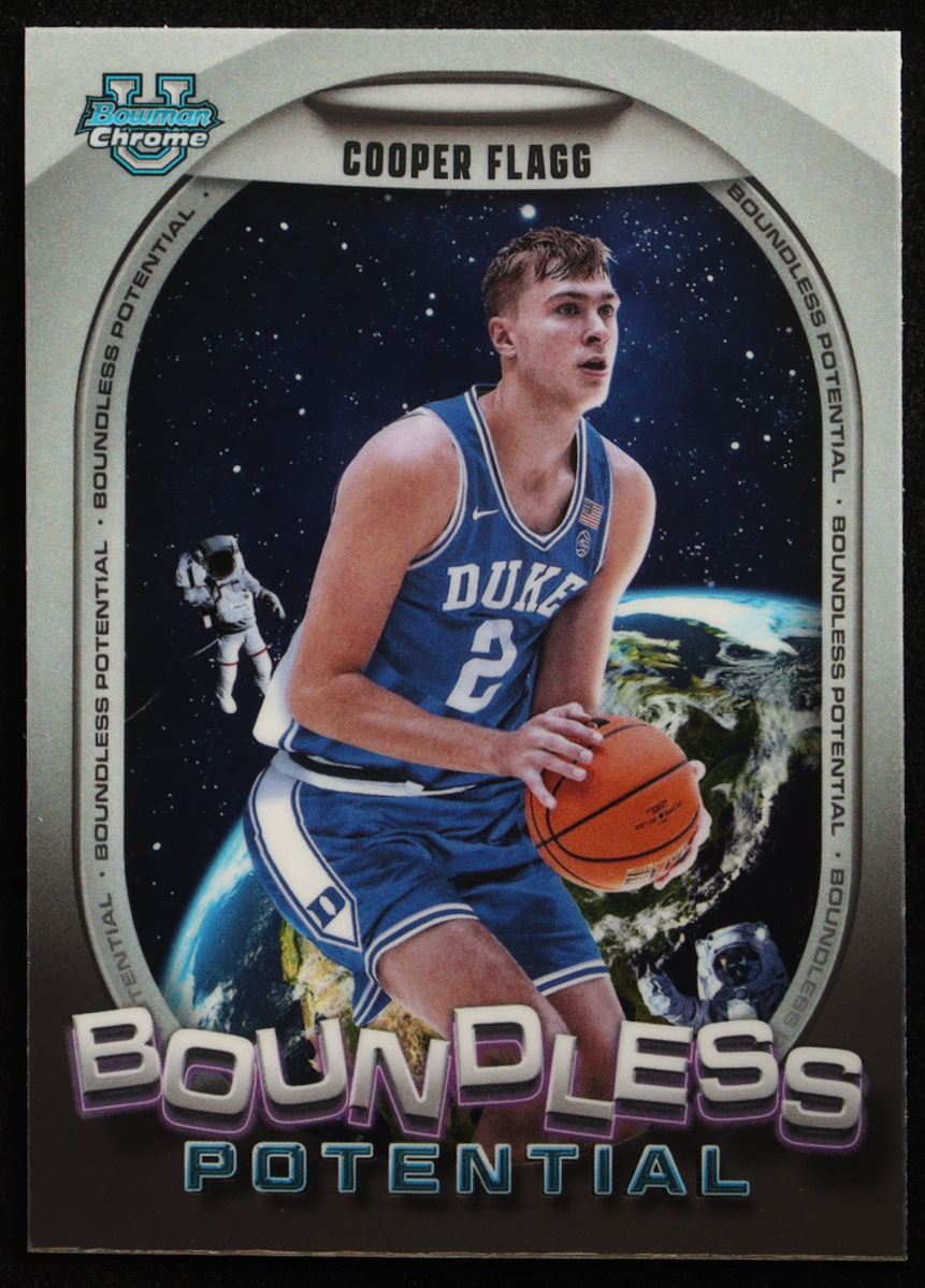 Cooper Flagg 2024-25 Bowman Chrome University Boundless Potential #BP3 RC at PristineAuction.com Cooper Flagg 2024-25 Bowman Chrome University Boundless Potential #BP3 RC at PristineAuction.com