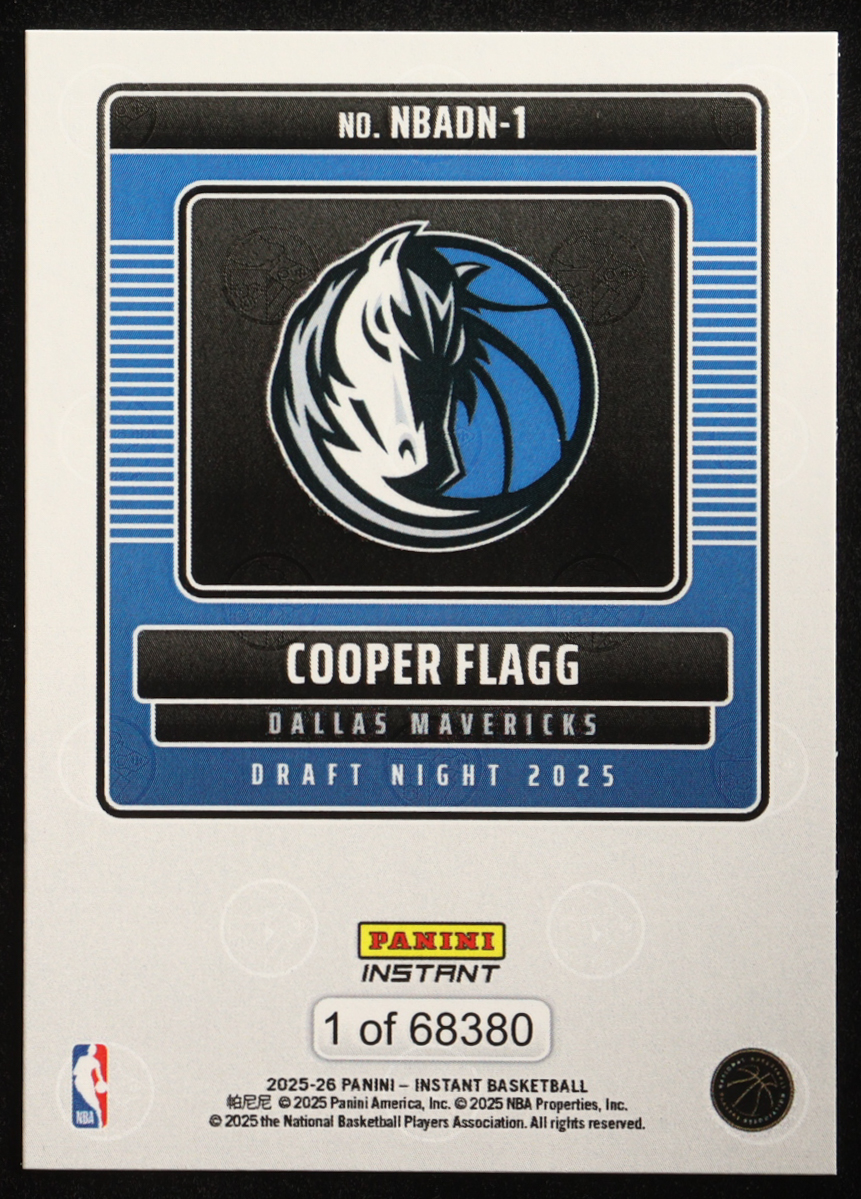 Cooper Flagg 2025-26 Panini Instant Draft Night #NBADN1 RC at PristineAuction.com Cooper Flagg 2025-26 Panini Instant Draft Night #NBADN1 RC at PristineAuction.com