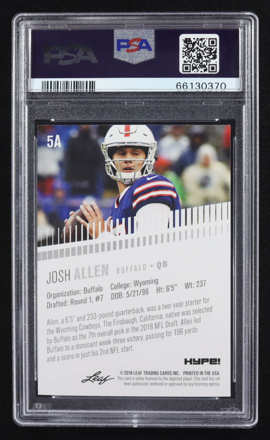 Josh Allen 2018 Leaf Special Release Hype! #5A RC (PSA 10) at PristineAuction.com Josh Allen 2018 Leaf Special Release Hype! #5A RC (PSA 10) at PristineAuction.com