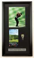 Tiger Woods Custom Framed Photo Display with 2002 Masters Guide & Masters Divot Tool at PristineAuction.com