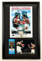 Sugar Ray Leonard Signed Custom Framed Photo Display with Original Fight Ticket (Beckett) at PristineAuction.com