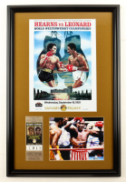 Sugar Ray Leonard Signed Custom Framed Photo Display with Original Fight Ticket (Beckett) at PristineAuction.com