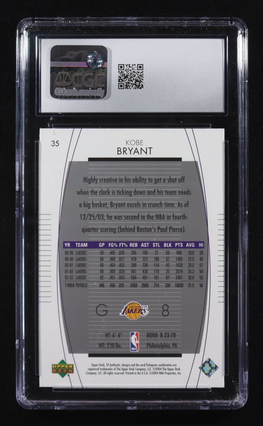 Kobe Bryant 2003-04 SP Authentic #35 (CGC 9) at PristineAuction.com Kobe Bryant 2003-04 SP Authentic #35 (CGC 9) at PristineAuction.com