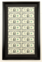 2013 U.S. $2 Dollar Bill Custom Framed Uncut Sheet Of (16) Bills at PristineAuction.com