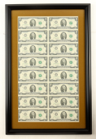 2013 U.S. $2 Dollar Bill Custom Framed Uncut Sheet Of (16) Bills at PristineAuction.com