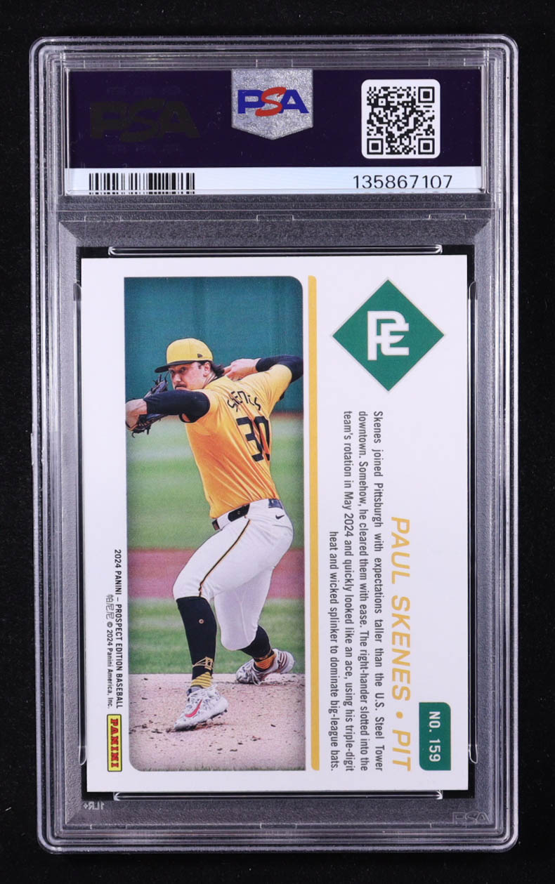 Paul Skenes 2024 Panini Prospect Edition #159 RC (PSA 10) at PristineAuction.com Paul Skenes 2024 Panini Prospect Edition #159 RC (PSA 10) at PristineAuction.com