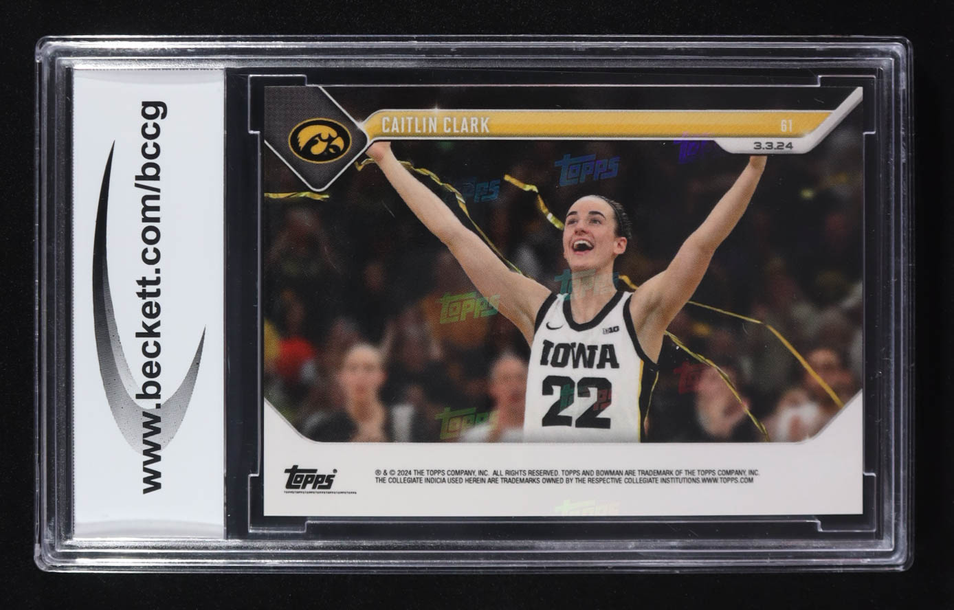 Caitlin Clark 2023-24 Bowman University Now #61 RC (BCCG 10) at PristineAuction.com Caitlin Clark 2023-24 Bowman University Now #61 RC (BCCG 10) at PristineAuction.com