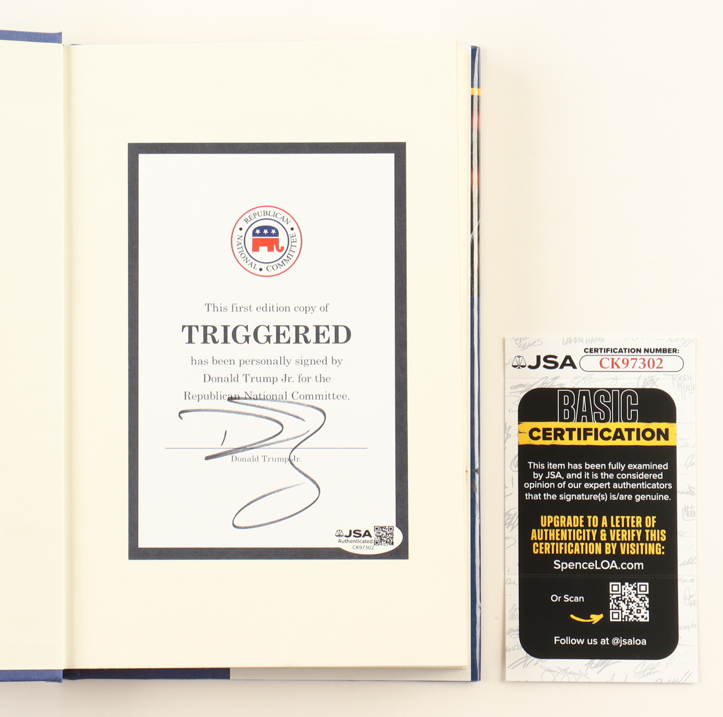 Donald Trump Jr. Signed "Triggered" Hardcover Book (JSA) at PristineAuction.com Donald Trump Jr. Signed "Triggered" Hardcover Book (JSA) at PristineAuction.com