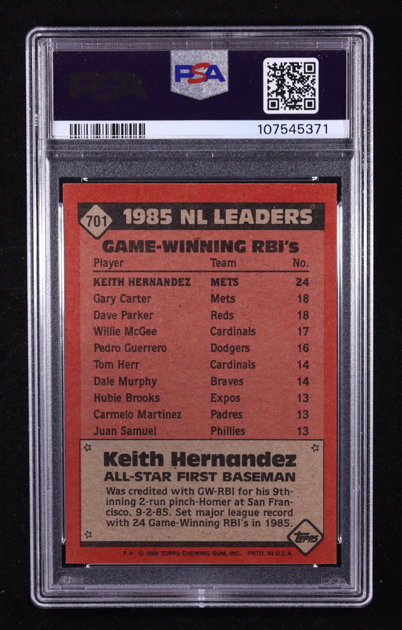 Keith Hernandez 1986 Topps #701 AS (PSA 8) at PristineAuction.com Keith Hernandez 1986 Topps #701 AS (PSA 8) at PristineAuction.com