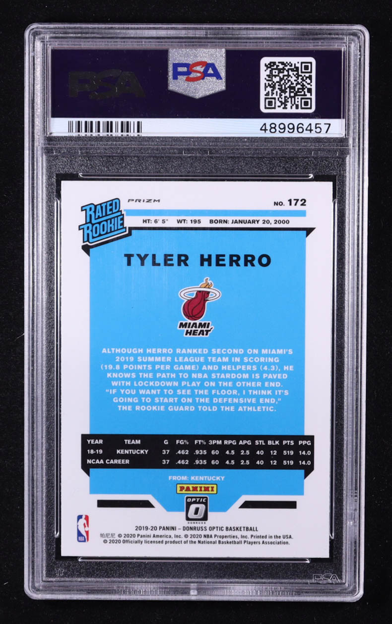 Tyler Herro 2019-20 Donruss Optic Blue Velocity #172 RR RC (PSA 9) at PristineAuction.com Tyler Herro 2019-20 Donruss Optic Blue Velocity #172 RR RC (PSA 9) at PristineAuction.com