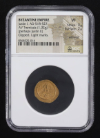 Justin I (AD 518-527) Byzantine Empire AV Tremissis Ancient Gold Coin (NGC VF Details) at PristineAuction.com