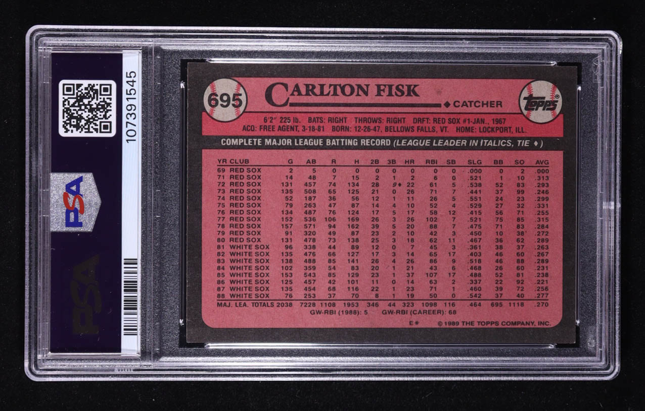 Carlton Fisk 1989 Topps #695 (PSA 8) at PristineAuction.com Carlton Fisk 1989 Topps #695 (PSA 8) at PristineAuction.com