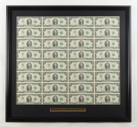 2013 U.S. $2 Dollar Bill Custom Framed Uncut Sheet Of (32) Bills at PristineAuction.com
