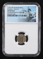 Philip II (1556-1598) Colonial Era Spain Cornado Copper Coin (NGC XF Details) at PristineAuction.com