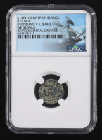 Ferdinand V & Isabella I (1474-1504) Colonial Era Spain, Blanca Copper Coin (NGC VF Details) at PristineAuction.com