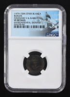 Ferdinand V & Isabella I (1474-1504) Colonial Era Spain, Blanca Copper Coin (NGC VF Details) at PristineAuction.com