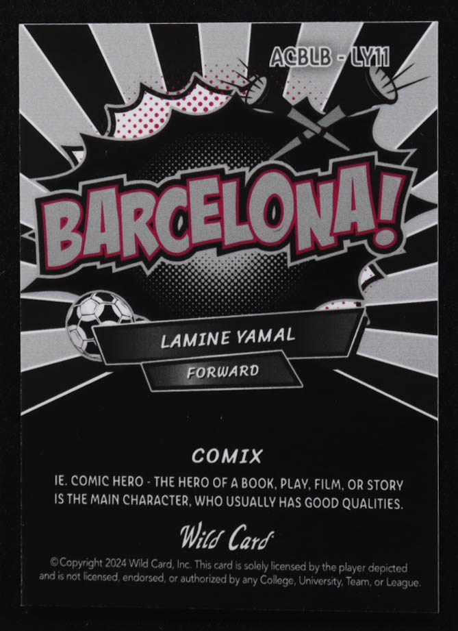 Lamine Yamal 2024 Wild Card Comix Barcelona! Silver Sparkle #LY11 #1/1 RC at PristineAuction.com Lamine Yamal 2024 Wild Card Comix Barcelona! Silver Sparkle #LY11 #1/1 RC at PristineAuction.com