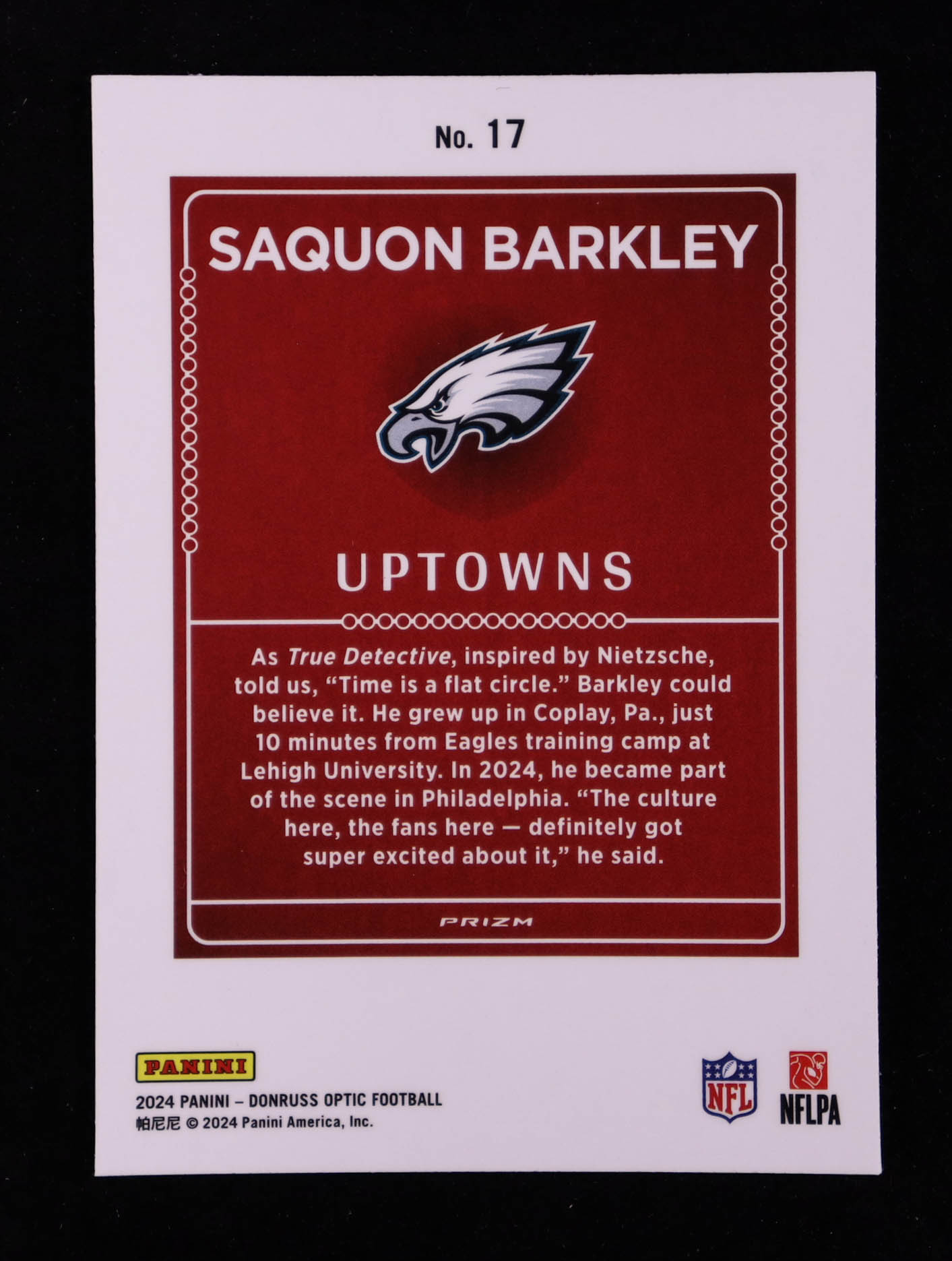 Saquon Barkley 2024 Donruss Optic Uptowns #17 at PristineAuction.com Saquon Barkley 2024 Donruss Optic Uptowns #17 at PristineAuction.com