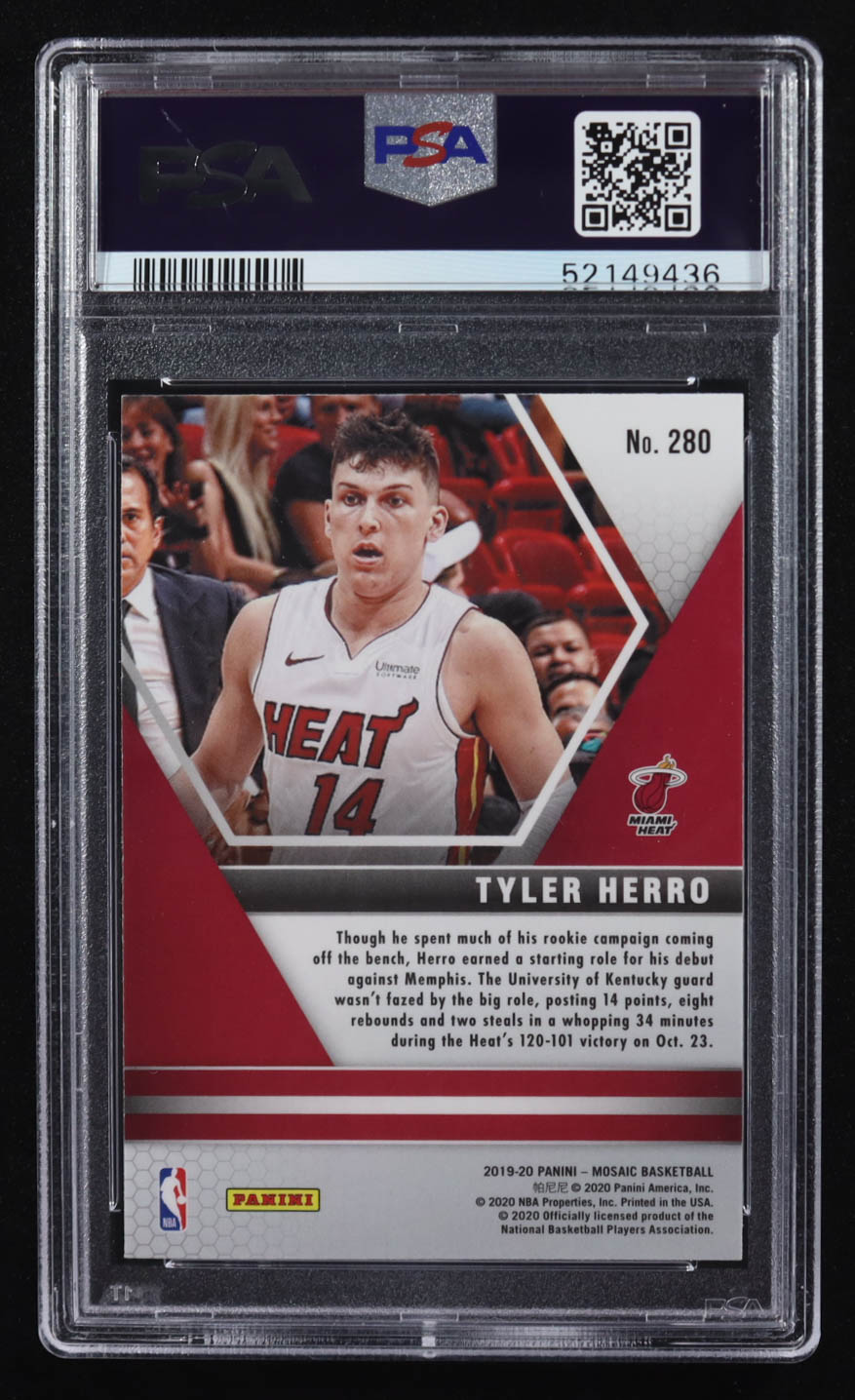 Tyler Herro 2019-20 Panini Mosaic NBA Debut #280 RC (PSA 8) at PristineAuction.com Tyler Herro 2019-20 Panini Mosaic NBA Debut #280 RC (PSA 8) at PristineAuction.com