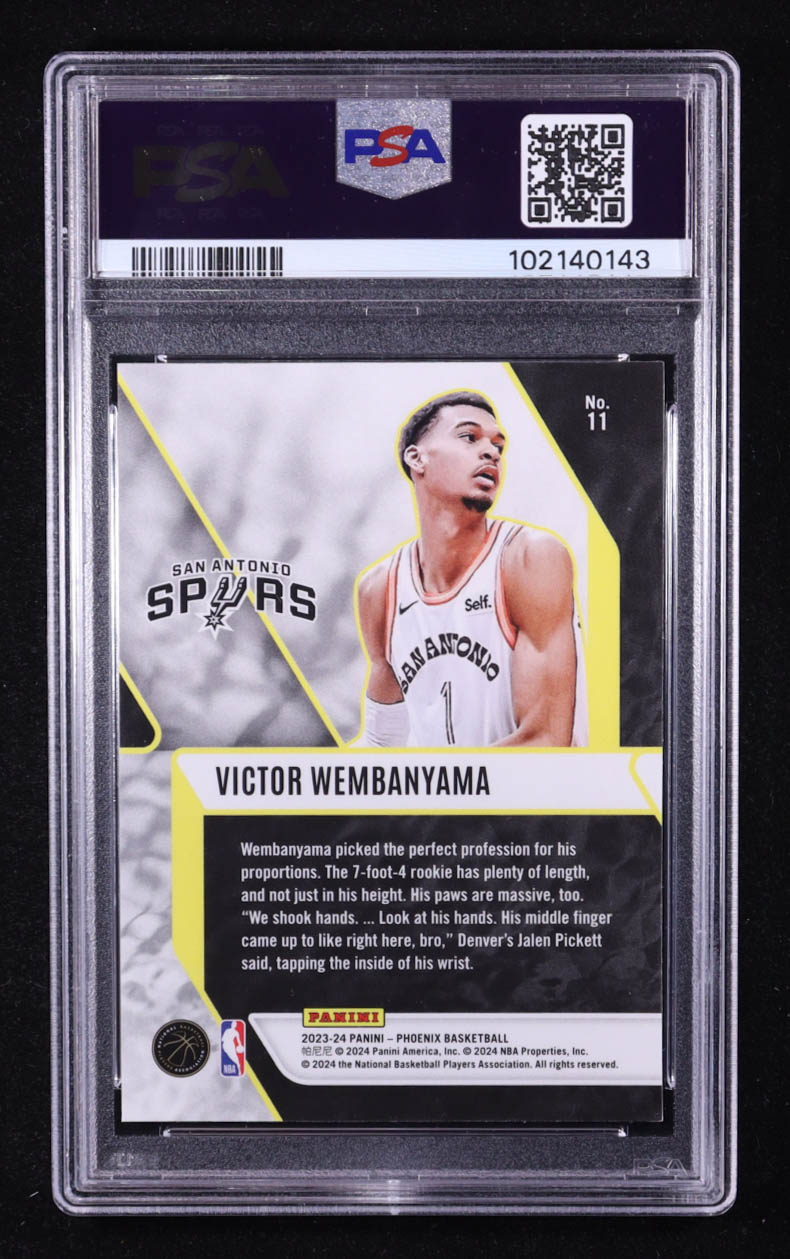 Victor Wembanyama 2023-24 Panini Phoenix Fade To Black #11 RC (PSA 9) at PristineAuction.com Victor Wembanyama 2023-24 Panini Phoenix Fade To Black #11 RC (PSA 9) at PristineAuction.com