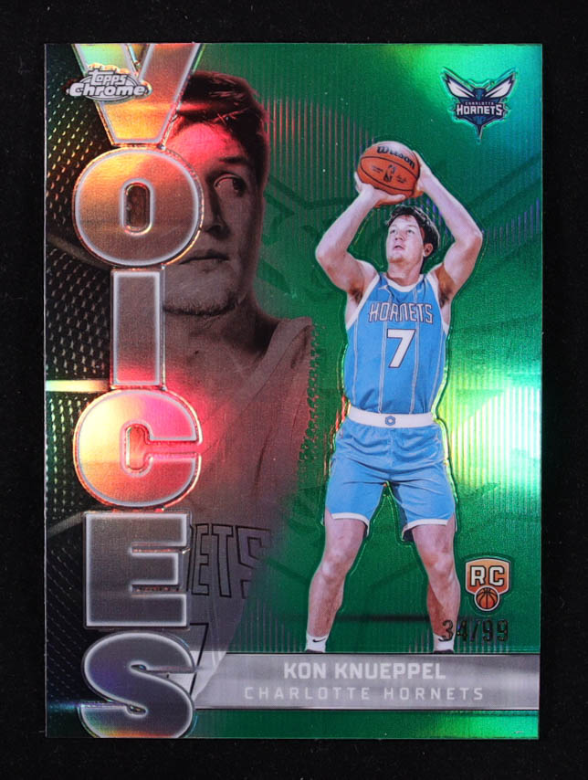 Kon Knueppel 2025-26 Topps Chrome Voices Green Refractors #VS9 #34/99 RC at PristineAuction.com Kon Knueppel 2025-26 Topps Chrome Voices Green Refractors #VS9 #34/99 RC at PristineAuction.com