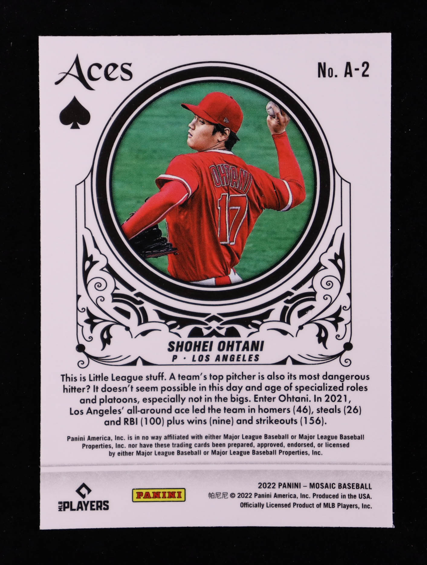 Shohei Ohtani 2022 Panini Mosaic Aces #2 at PristineAuction.com Shohei Ohtani 2022 Panini Mosaic Aces #2 at PristineAuction.com