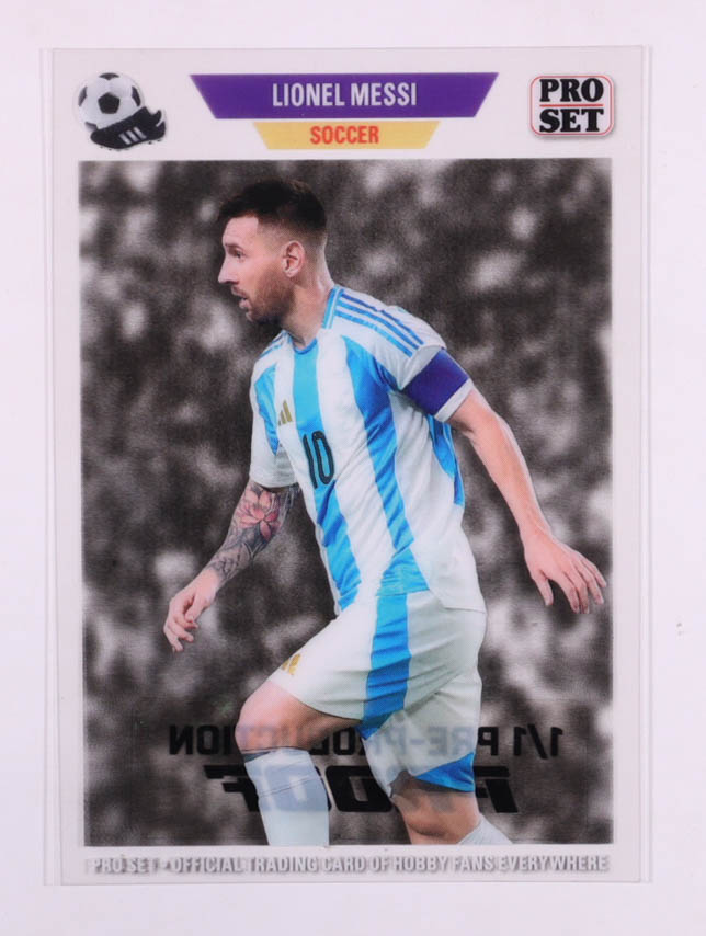 Lionel Messi 2024 Leaf Pro Set Pre-Production Proof #NNO #1/1 at PristineAuction.com Lionel Messi 2024 Leaf Pro Set Pre-Production Proof #NNO #1/1 at PristineAuction.com